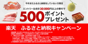 楽天ふるさと納税キャンペーン　５００円